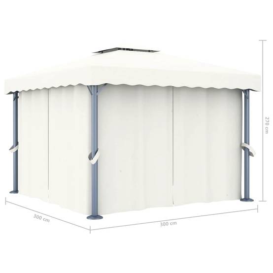 Tonnelle Aluminium avec Rideaux Moustiquaires et Guirlande Solaire LED pour Jardin Crème 3x3 m – ComfortXL Outdoor Living - Image 10