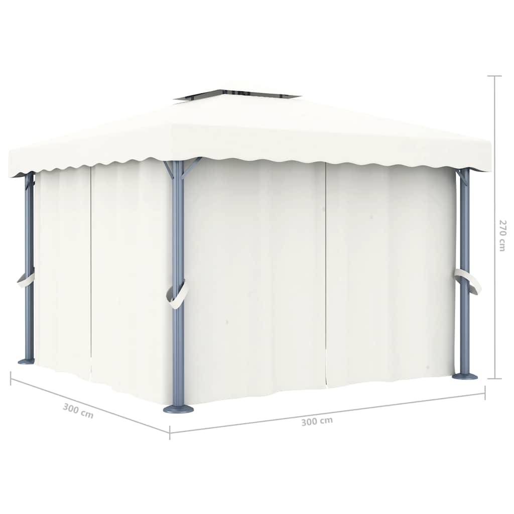 Tonnelle Aluminium avec Rideaux Moustiquaires et Guirlande Solaire LED pour Jardin Crème 3x3 m – ComfortXL Outdoor Living - Image 10