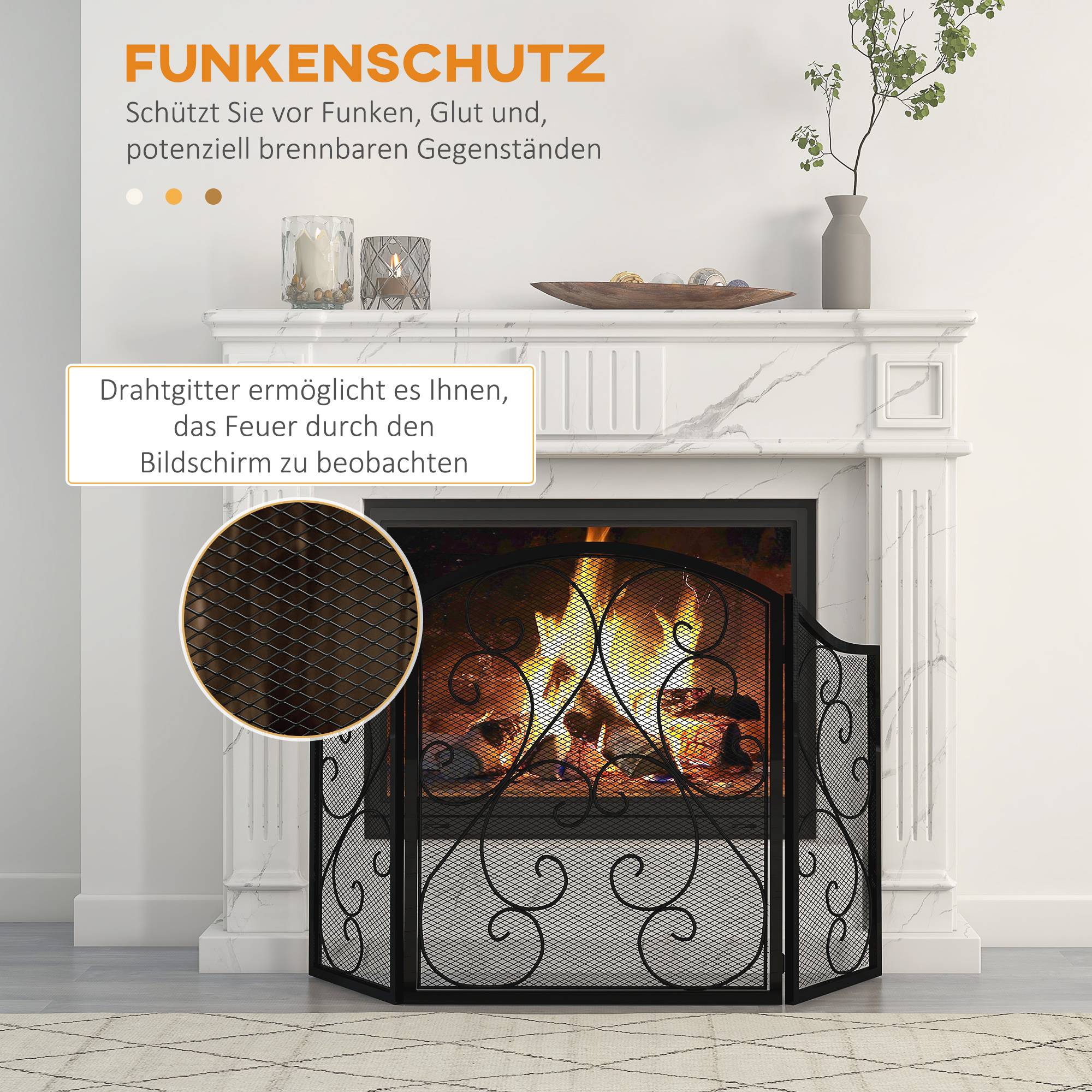 ComfortXL - Pare-feu pliable 3 panneaux design vintage en métal pour salon cheminée Noir – ComfortXL Outdoor Living - Image 4