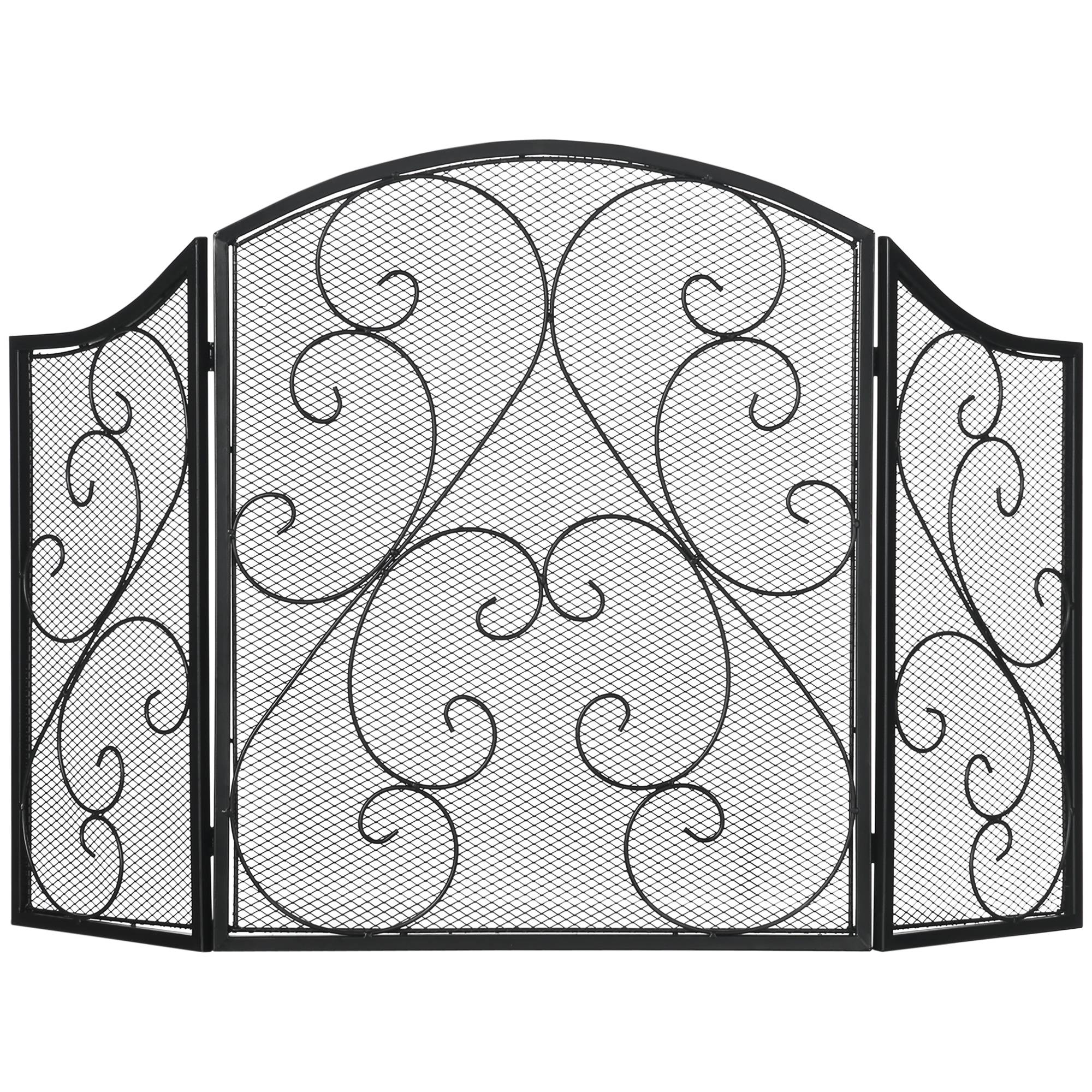 ComfortXL - Pare-feu pliable 3 panneaux design vintage en métal pour salon cheminée Noir – ComfortXL Outdoor Living - Image 2