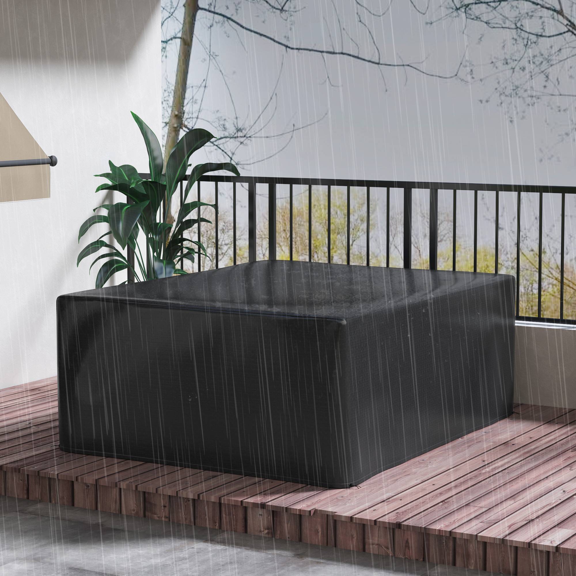 Outsunny - Housse de protection pour table de jardin extérieure 235x190x90cm anti-UV polyéthylène haute résistance noir - Outsunny - Image 2