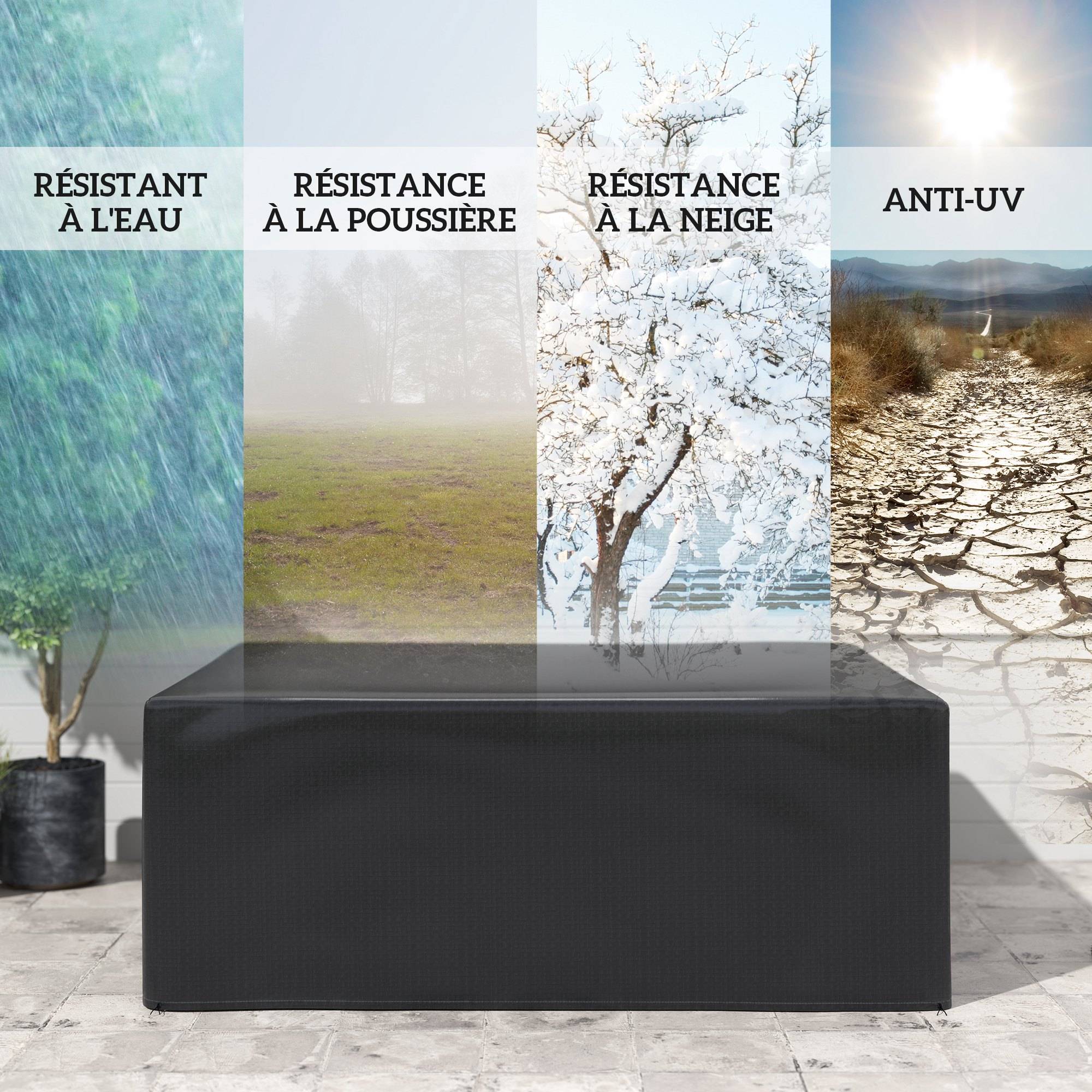 Outsunny - Housse de protection pour table de jardin extérieure 235x190x90cm anti-UV polyéthylène haute résistance noir - Outsunny - Image 7