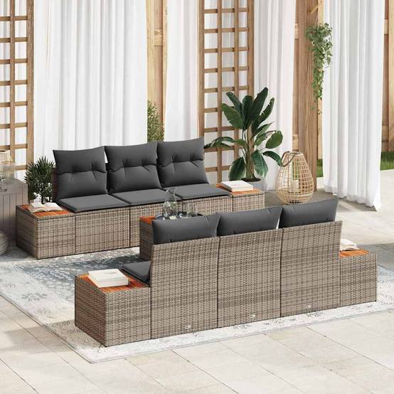 ComfortXL - Salon de Jardin d'Angle 6 Places en Polyrotin Modulable avec Coussins Confort Gris – ComfortXL Outdoor Living - Image 1