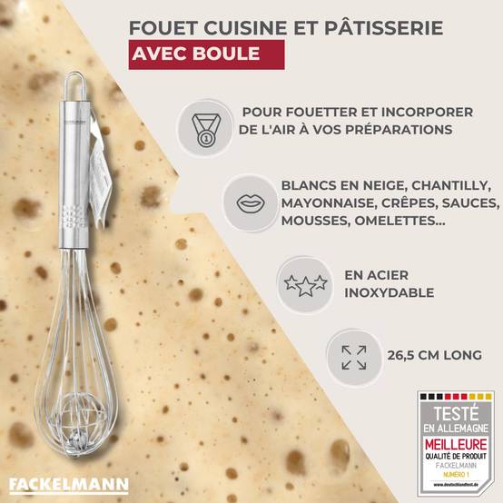 Fouet de cuisine et pâtisserie en inox avec bille 26,5 cm Fackelmann Ovale Limited Edition - Image 3
