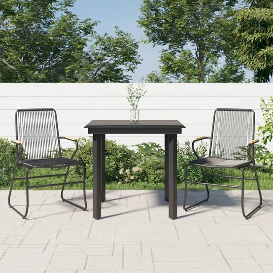 ComfortXL - Salon de Jardin 2P Rotin PVC Accoudoirs Bois pour Balcon Noir – ComfortXL Outdoor Living - Image 1