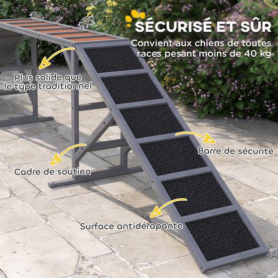 Rampe d'agilité pour chien bois de sapin gris 335 x 55 x 60 cm - PANGIVO - Image 8