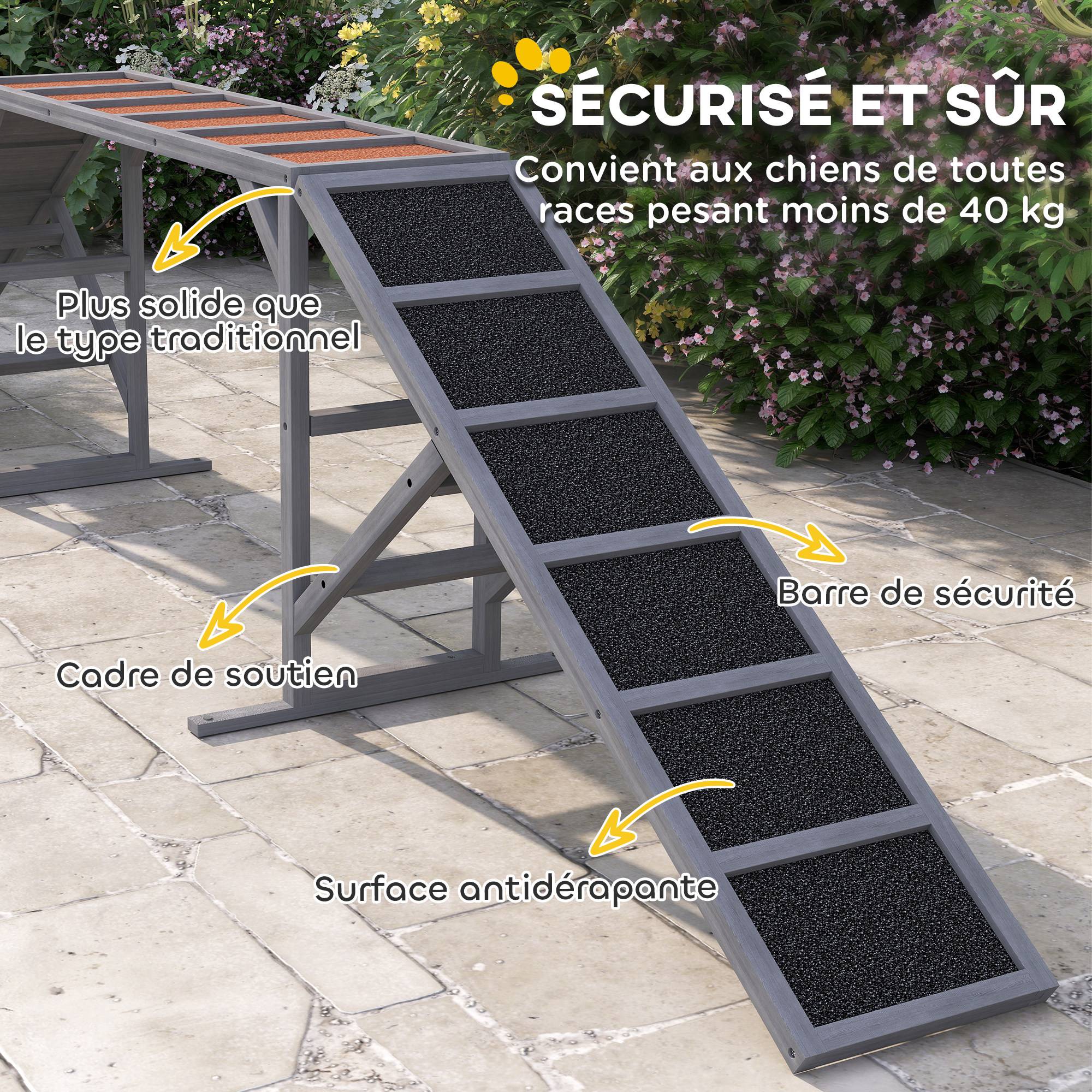 Rampe d'agilité pour chien bois de sapin gris 335 x 55 x 60 cm - PANGIVO - Image 8