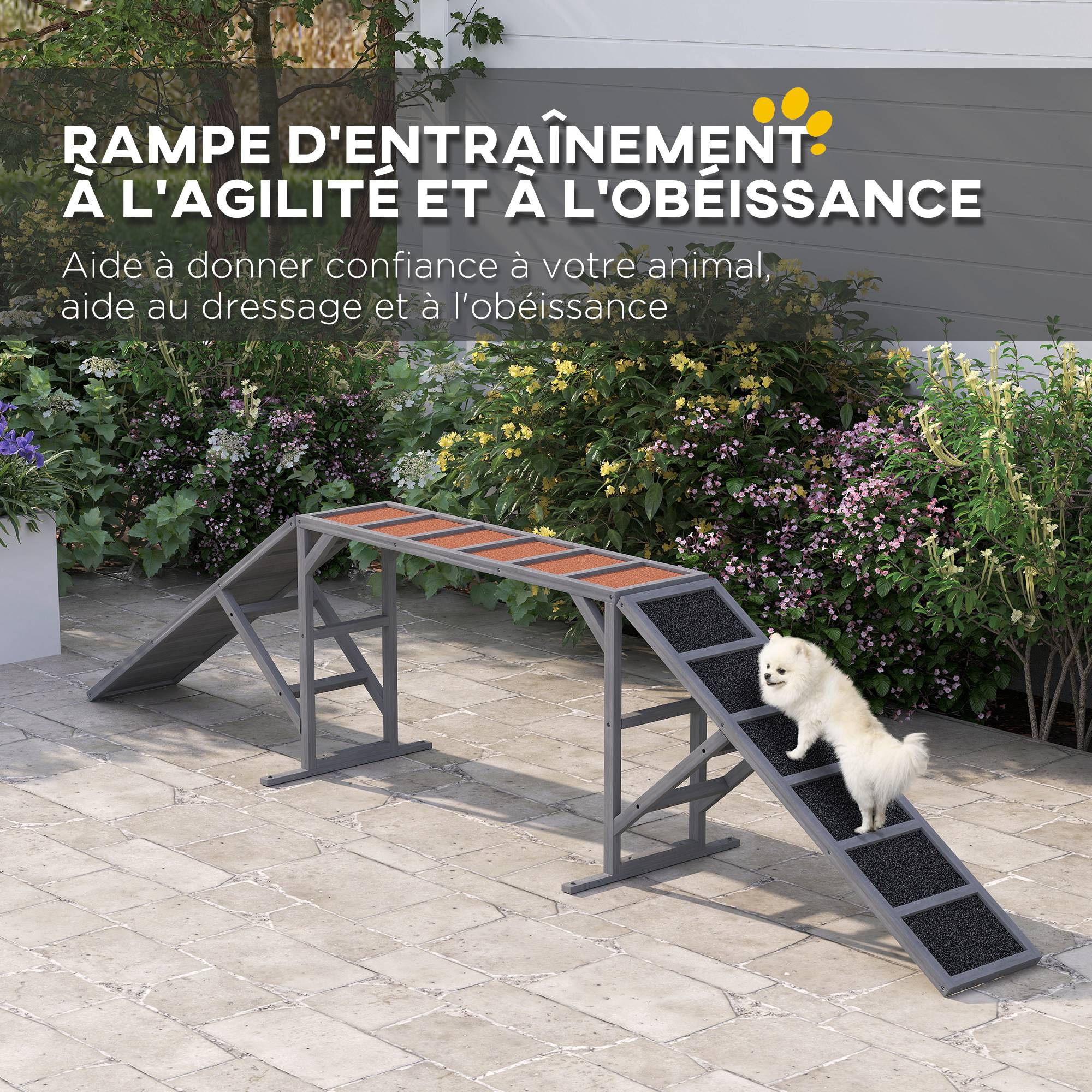 Rampe d'agilité pour chien bois de sapin gris 335 x 55 x 60 cm - PANGIVO - Image 6