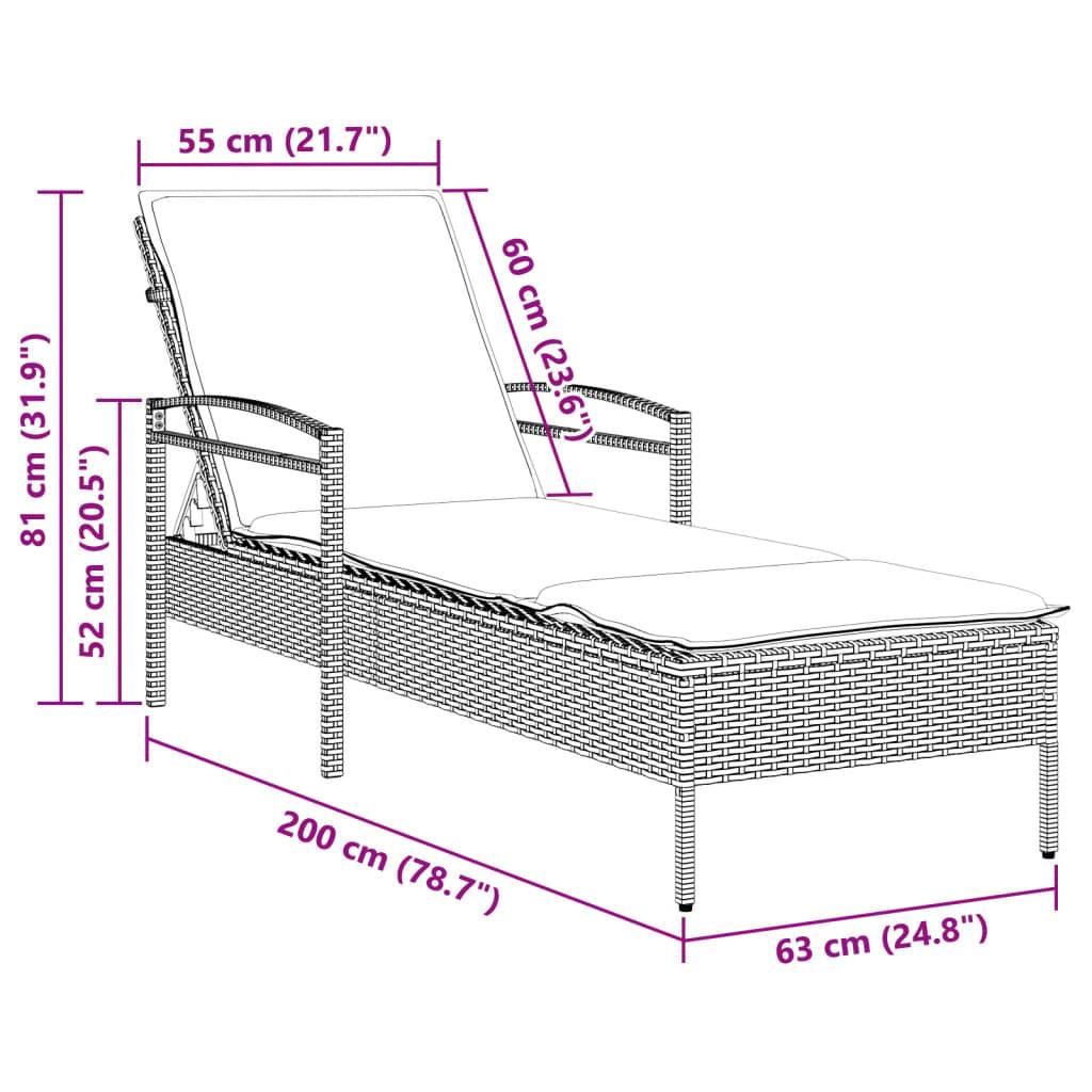 Maison Chic - Bain de soleil - Transat - Chaise longue avec coussin beige 63x200x81 cm résine tressée - MEUBLE PRO-JU6590 - Image 9