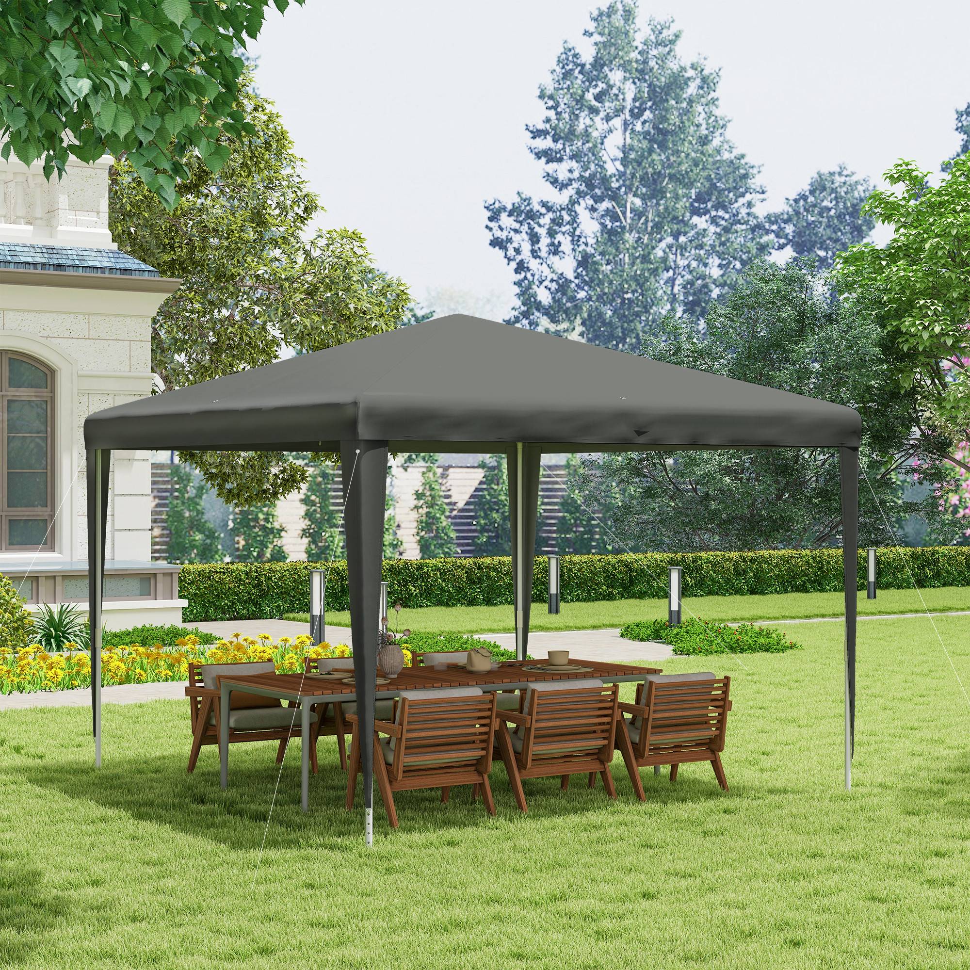 Tonnelle Pliante Barnum Acier Tente de Réception Portable Anti-UV 3x3m Gris - ComfortXL Outdoor Living - Image 3