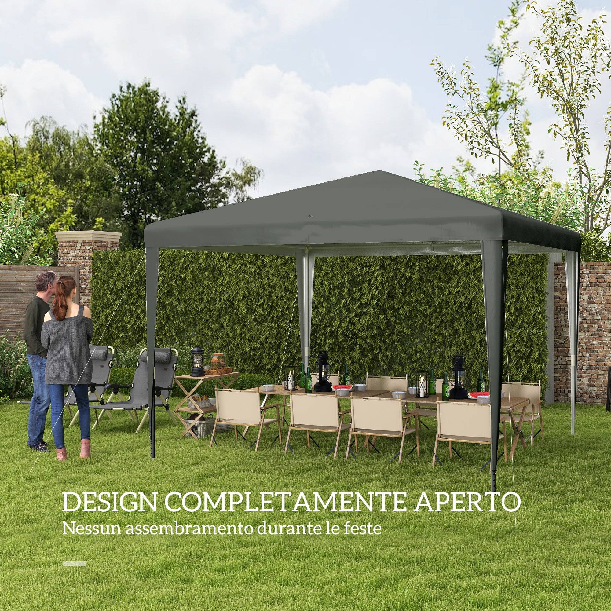 Tonnelle Pliante Barnum Acier Tente de Réception Portable Anti-UV 3x3m Gris - ComfortXL Outdoor Living - Image 6