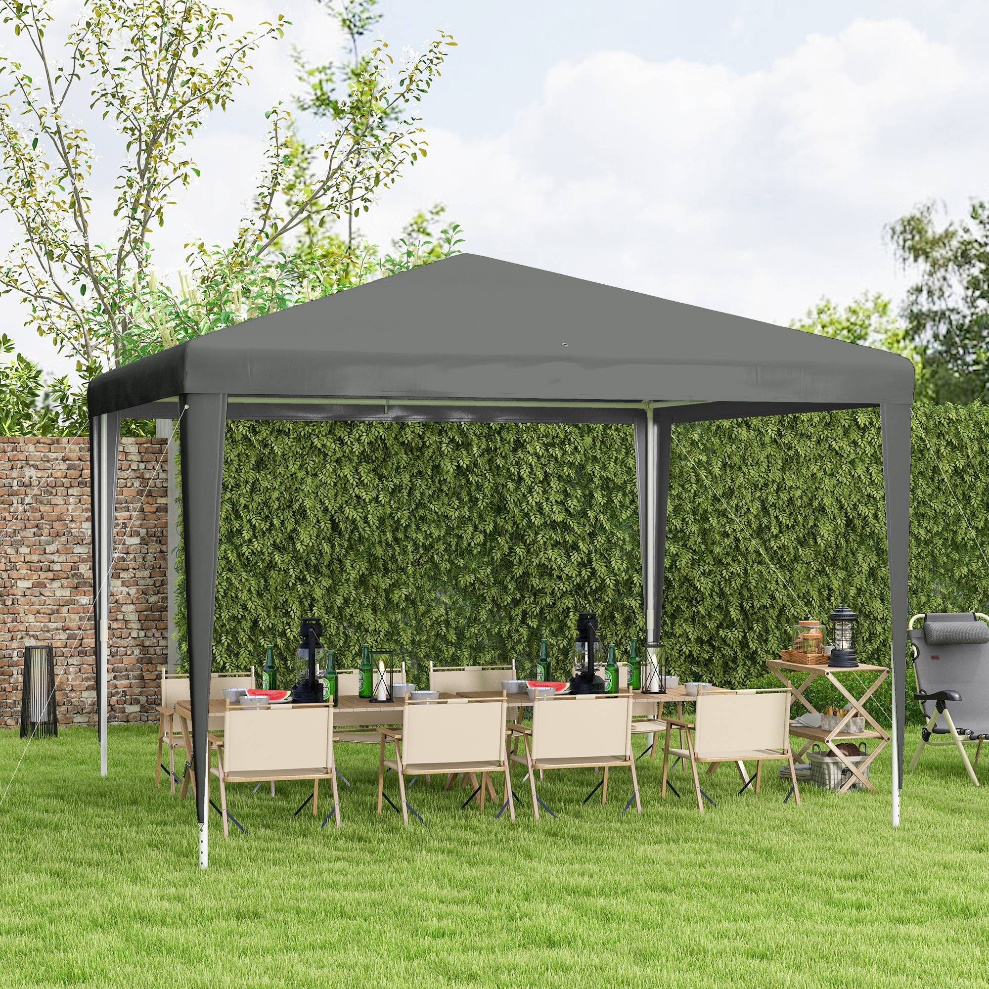 Tonnelle Pliante Barnum Acier Tente de Réception Portable Anti-UV 3x3m Gris - ComfortXL Outdoor Living - Image 4