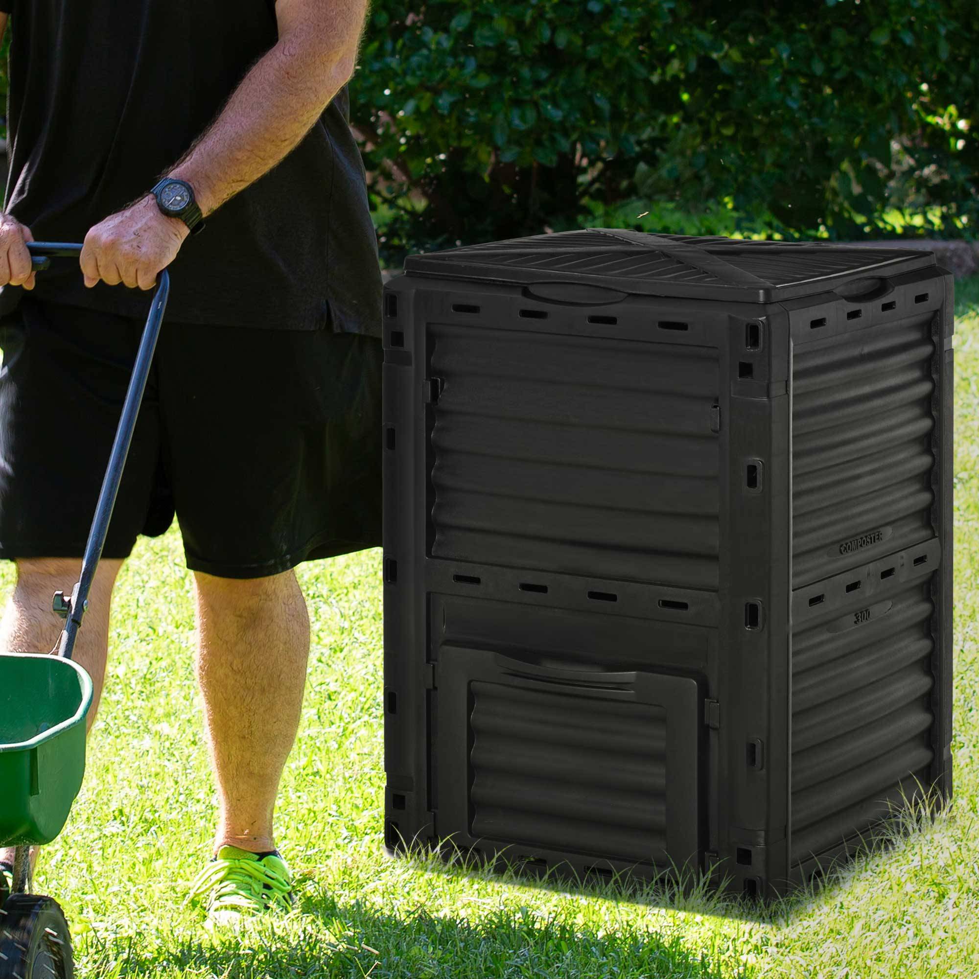 ComfortXL - Composteur jardin polypropylène noir 300 L 60,5 x 60,5 x 81,5 cm ventilation 48 aérations - ComfortXL Outdoor Living - Image 10
