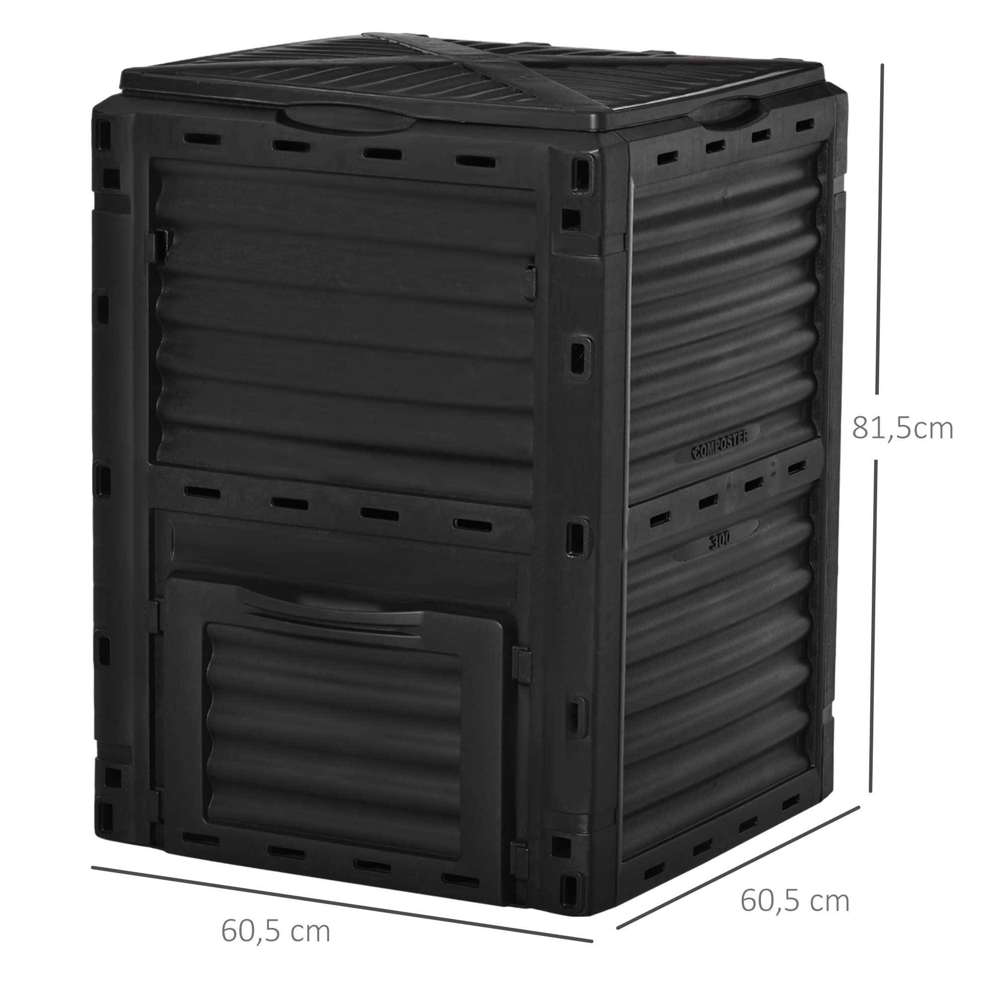ComfortXL - Composteur jardin polypropylène noir 300 L 60,5 x 60,5 x 81,5 cm ventilation 48 aérations - ComfortXL Outdoor Living - Image 4