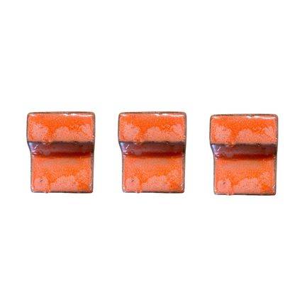 Lot de 3 pieds de pot 6cm aurore fait à la main en terre cuite émaillée - Image 1