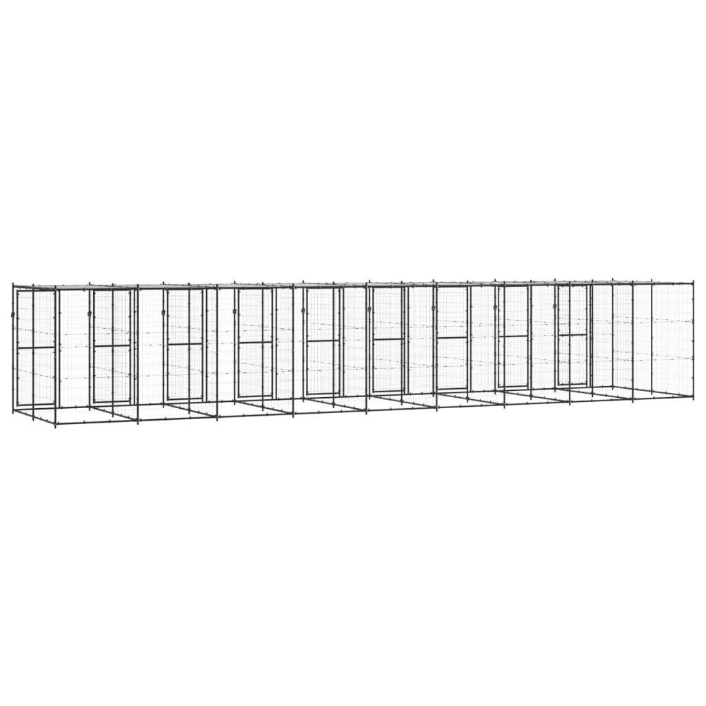 Helloshop26 - Chenil extérieur cage enclos parc animaux chien extérieur acier avec toit 21,78 m² - Image 5