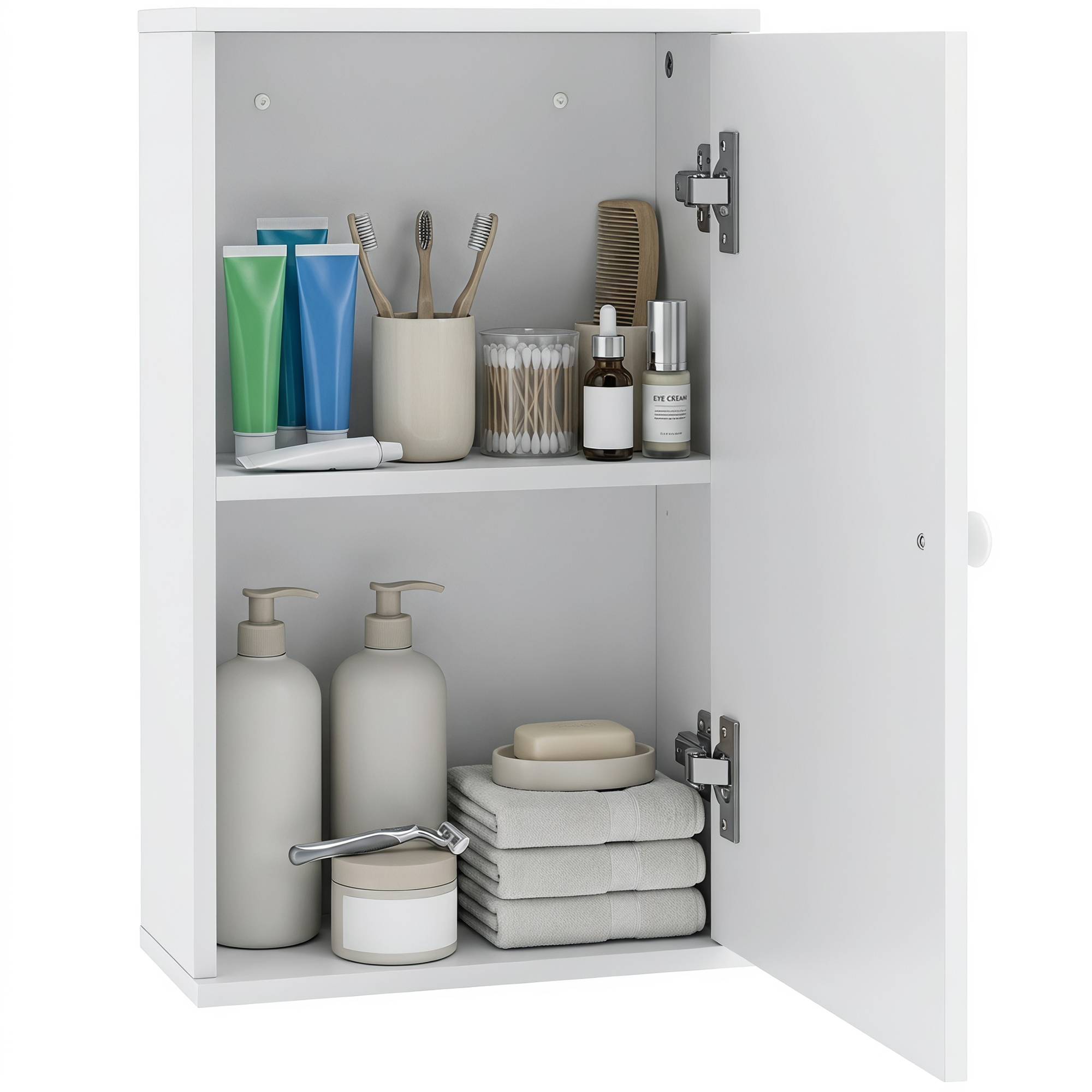Sans Marque - Meuble salle bain dessus toilettes étagère réglable porte blanc - Image 1