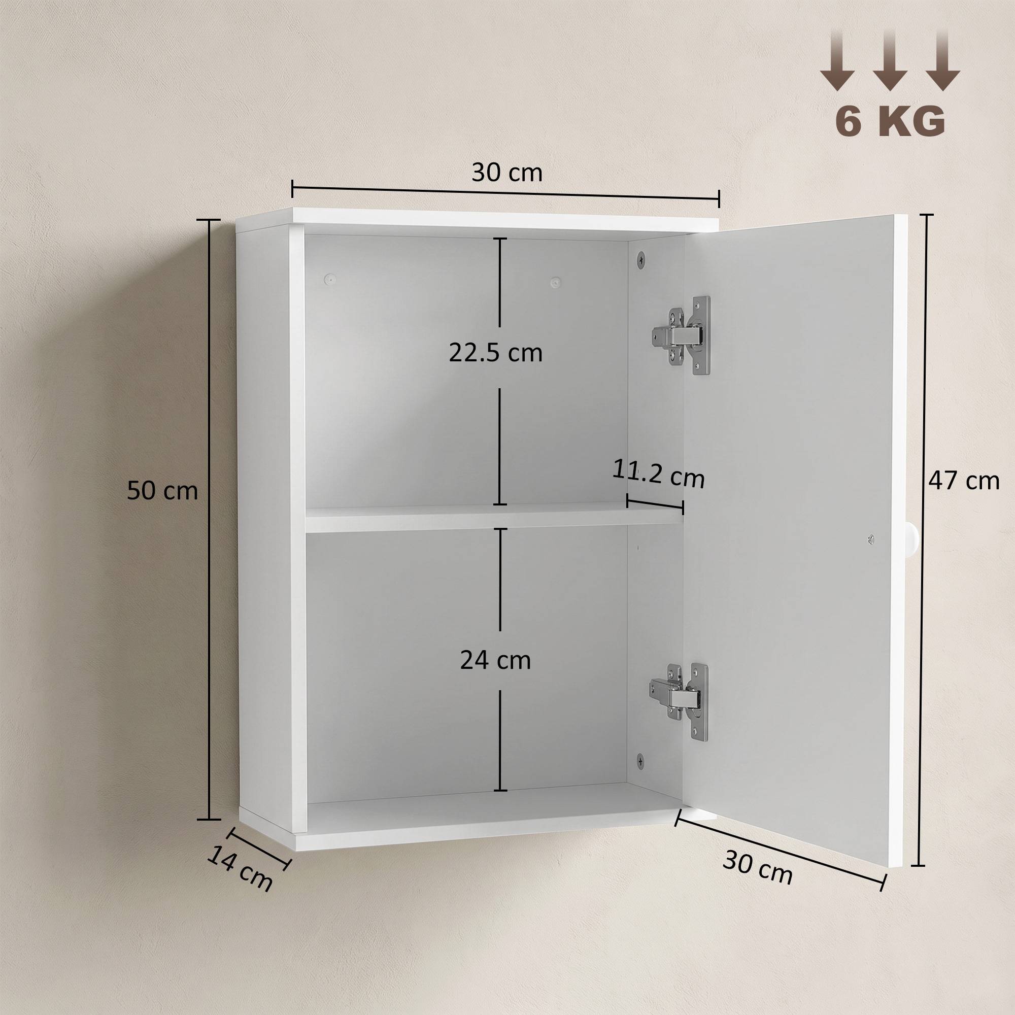 Sans Marque - Meuble salle bain dessus toilettes étagère réglable porte blanc - Image 5