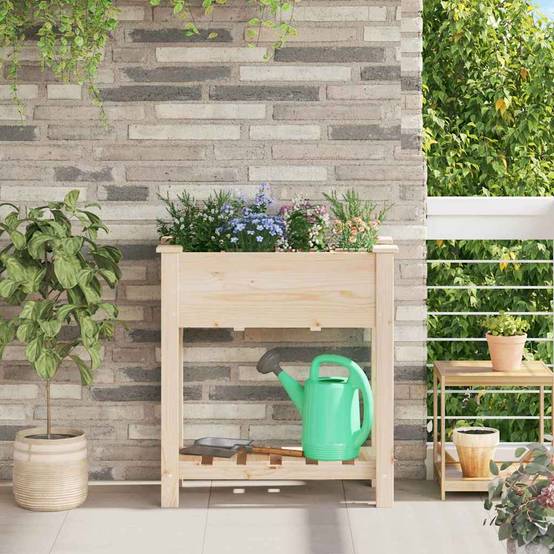 Cache-pot, Pot De Fleurs avec étagère Beige 71 x 37 x 76.5 cm g374 - Image 2