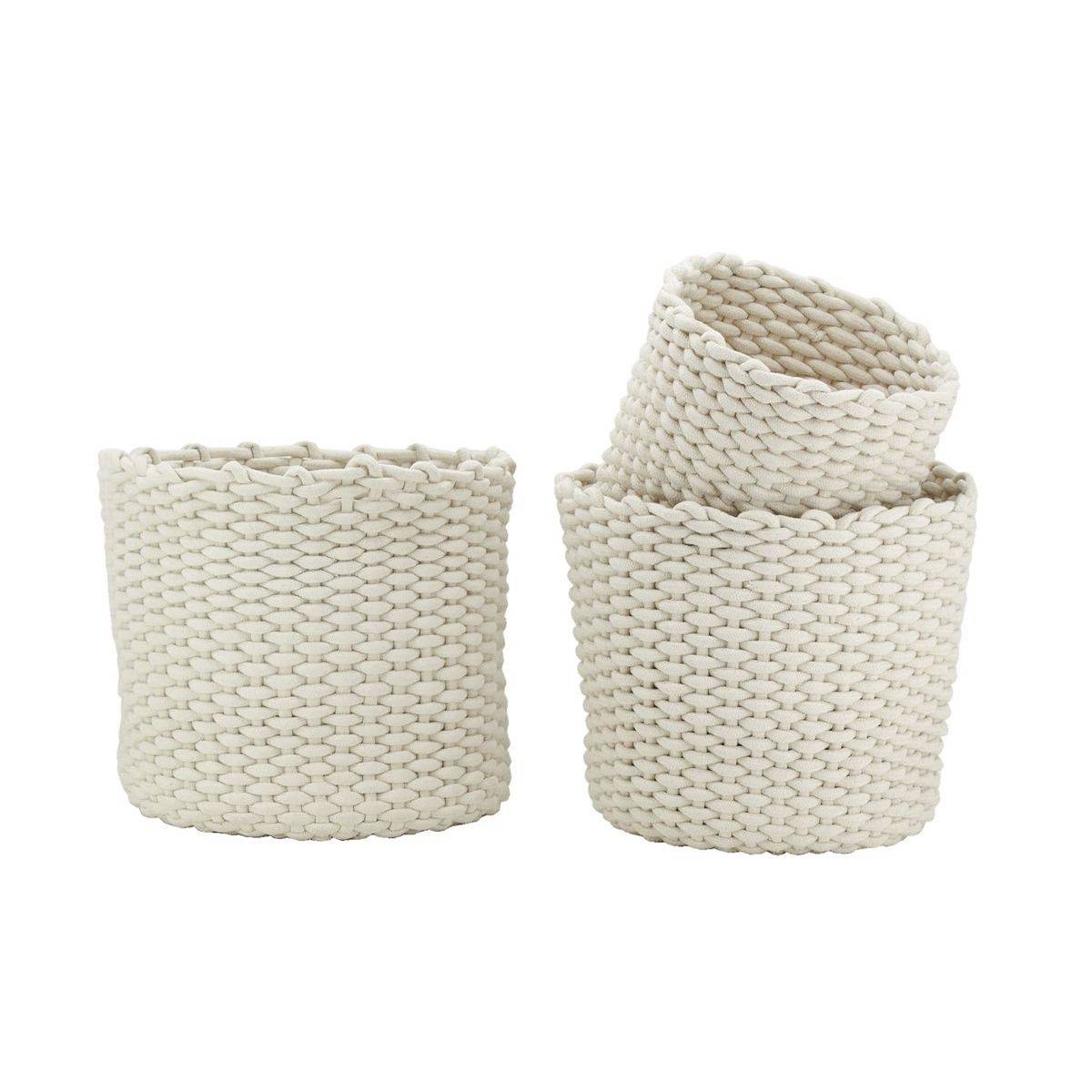 Aubry Gaspard - Corbeilles rondes en corde de coton écru (Lot de 3) - Image 1