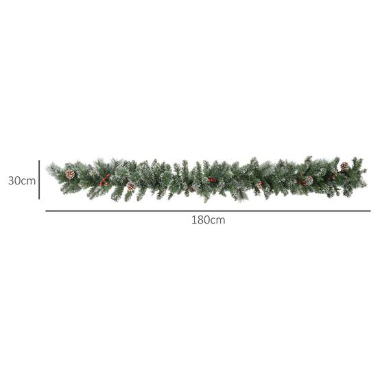 Sans Marque - Guirlande de Noël artificielle lumineuse de 1,8 m avec pommes de pin, grappes de baies, 50 lumières LED et minuterie - Image 5