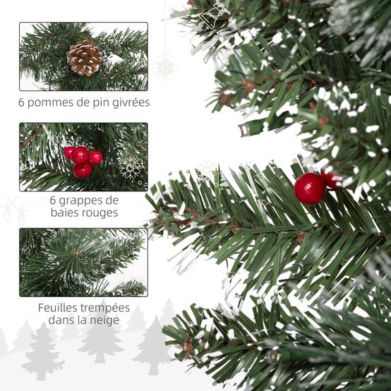 Sans Marque - Guirlande de Noël artificielle lumineuse de 1,8 m avec pommes de pin, grappes de baies, 50 lumières LED et minuterie - Image 9