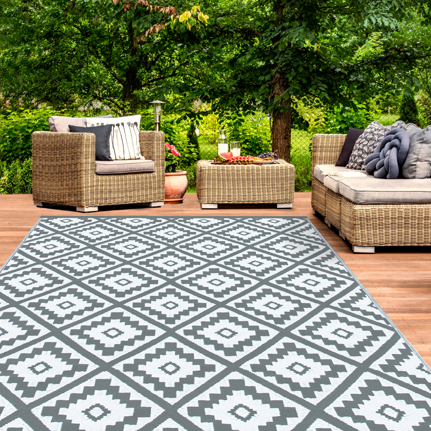 Tapis extérieur BAHAMAS gris 270 x 370 CM - Image 1