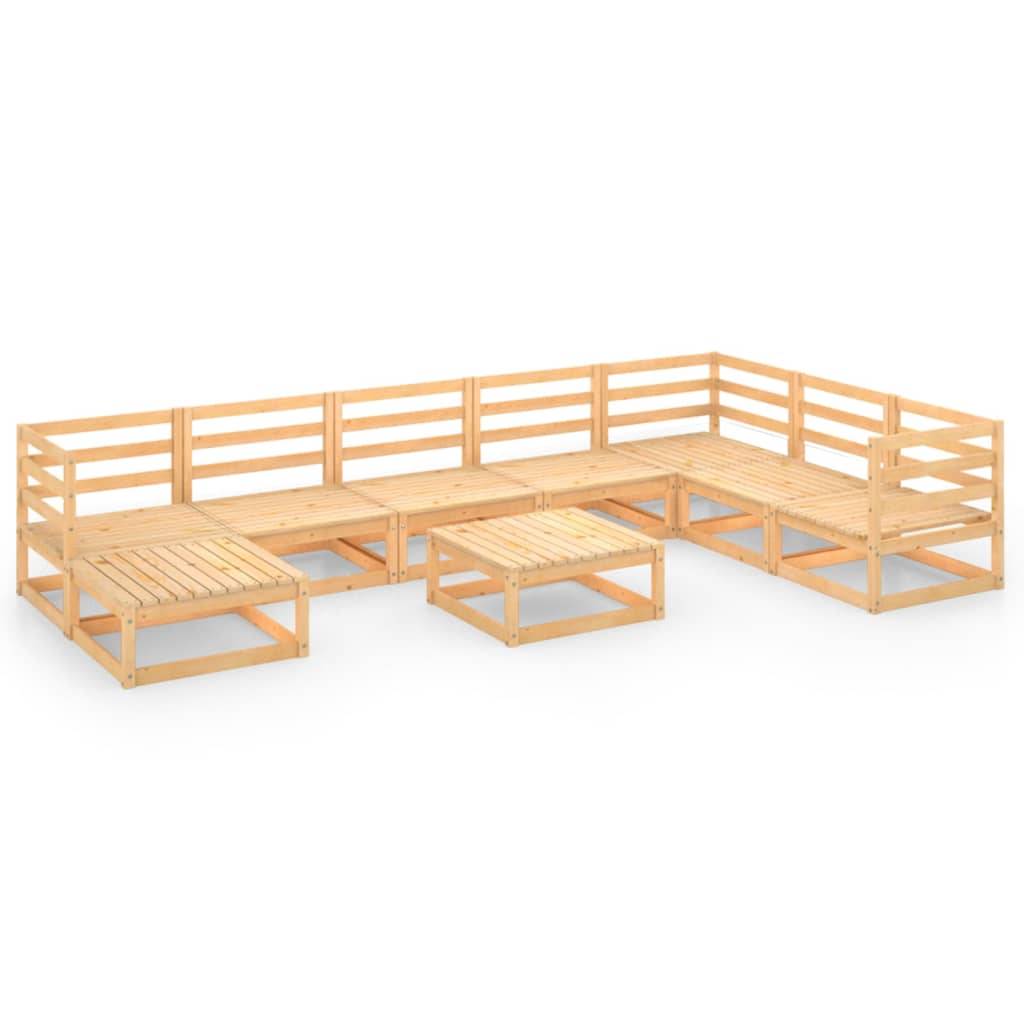Helloshop26 - Salon de jardin meuble d'extérieur ensemble de mobilier 9 pièces bois de pin massif - Image 1