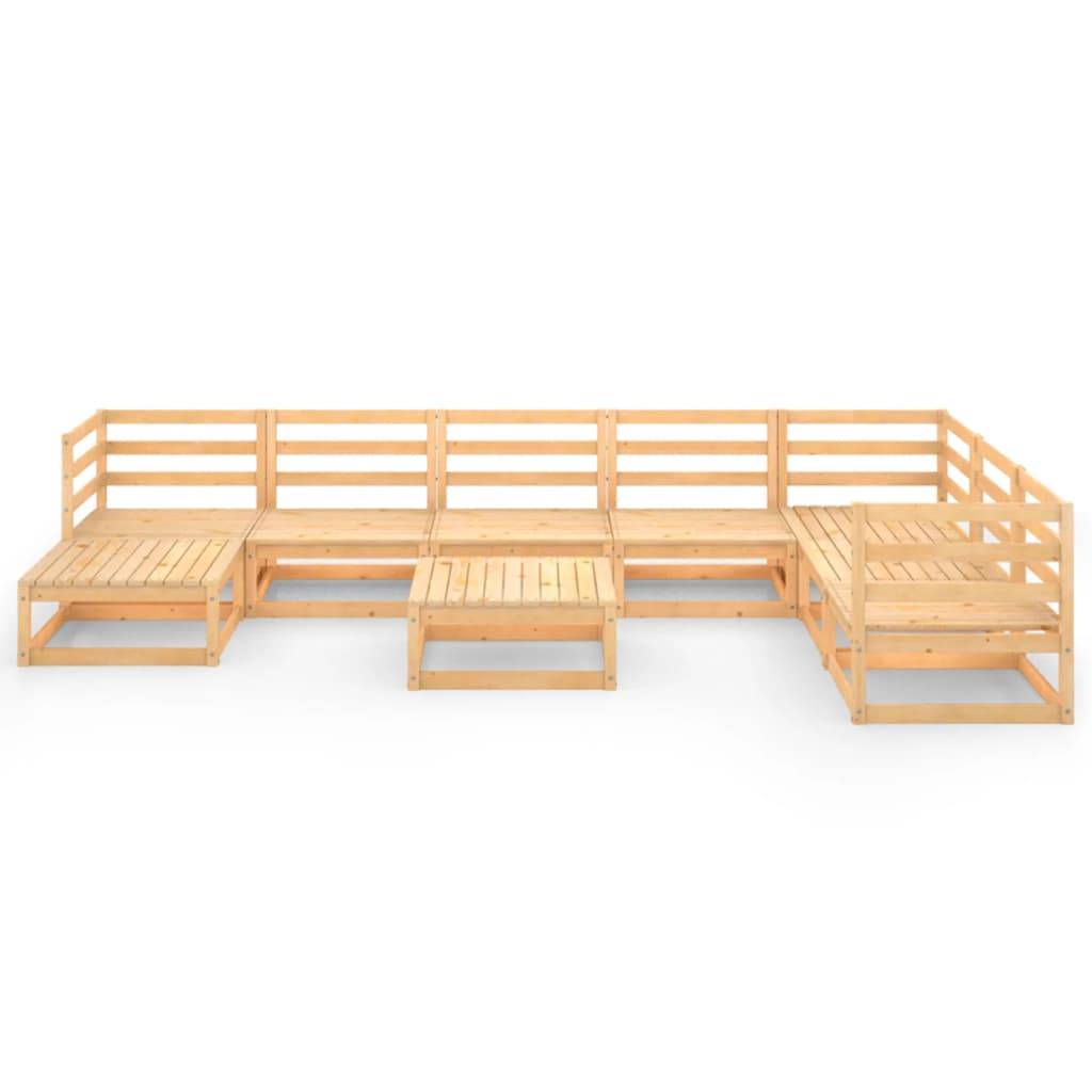 Helloshop26 - Salon de jardin meuble d'extérieur ensemble de mobilier 9 pièces bois de pin massif - Image 2