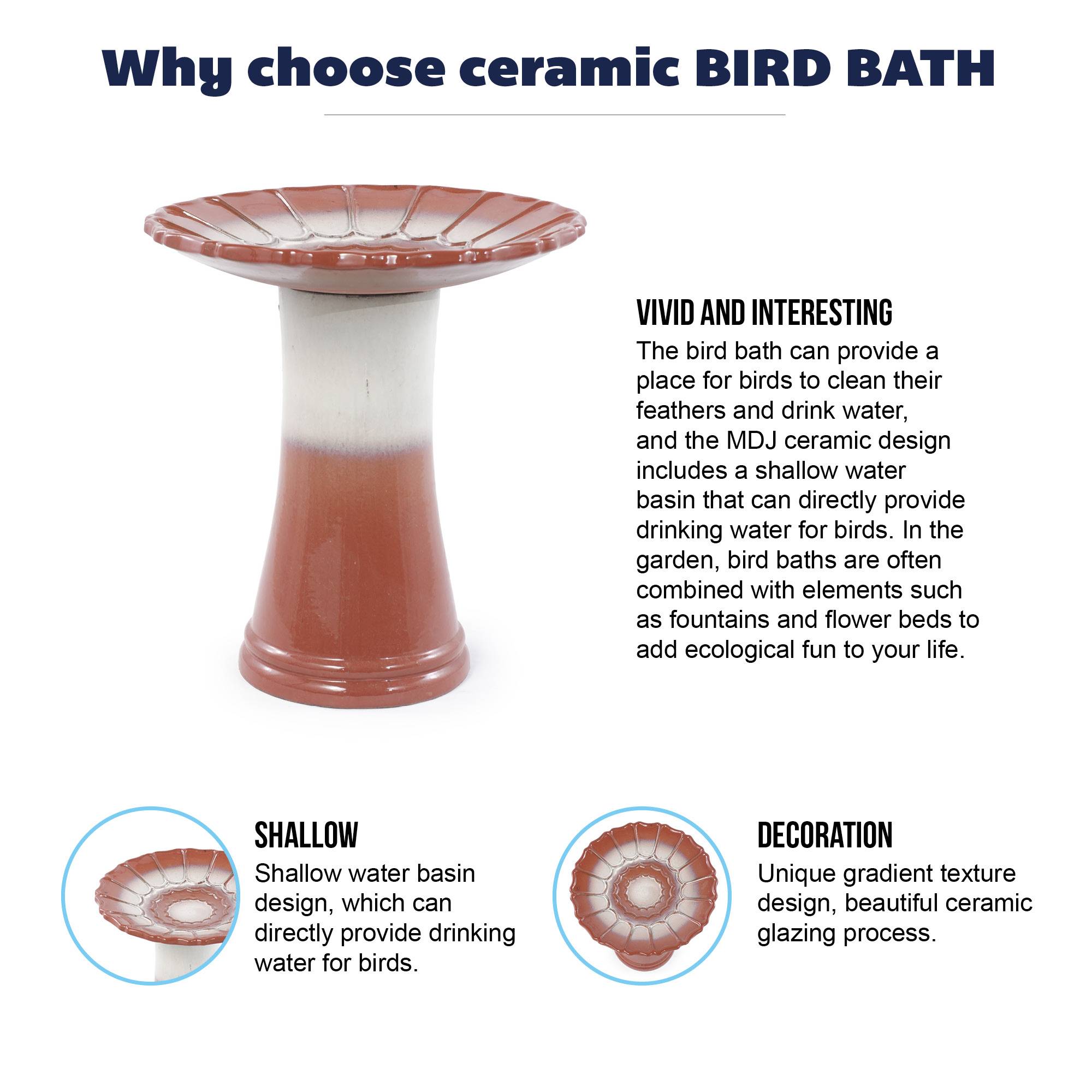 ComfortXL - Bain d’oiseaux en céramique Ø43 x H45 cm dégradé brun-rouge et blanc pour jardin antigel - ComfortXL Outdoor Living - Image 8