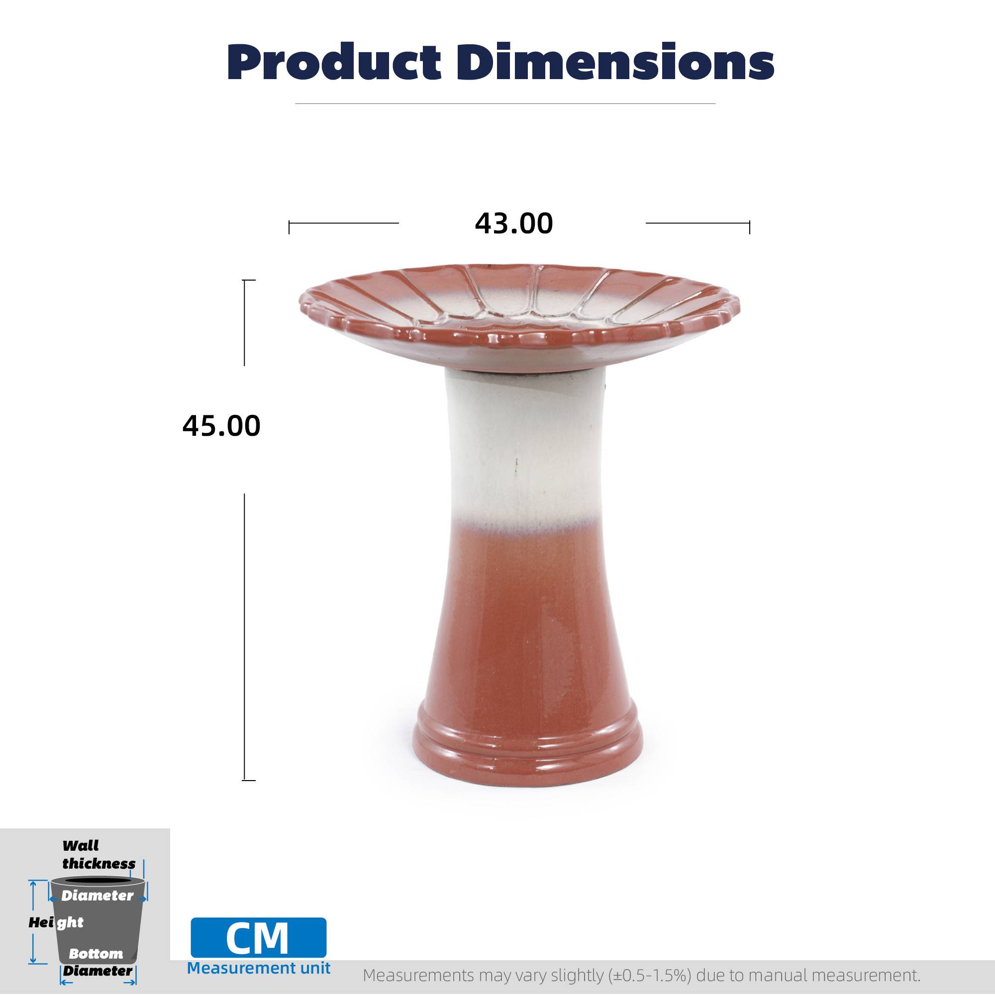 ComfortXL - Bain d’oiseaux en céramique Ø43 x H45 cm dégradé brun-rouge et blanc pour jardin antigel - ComfortXL Outdoor Living - Image 7