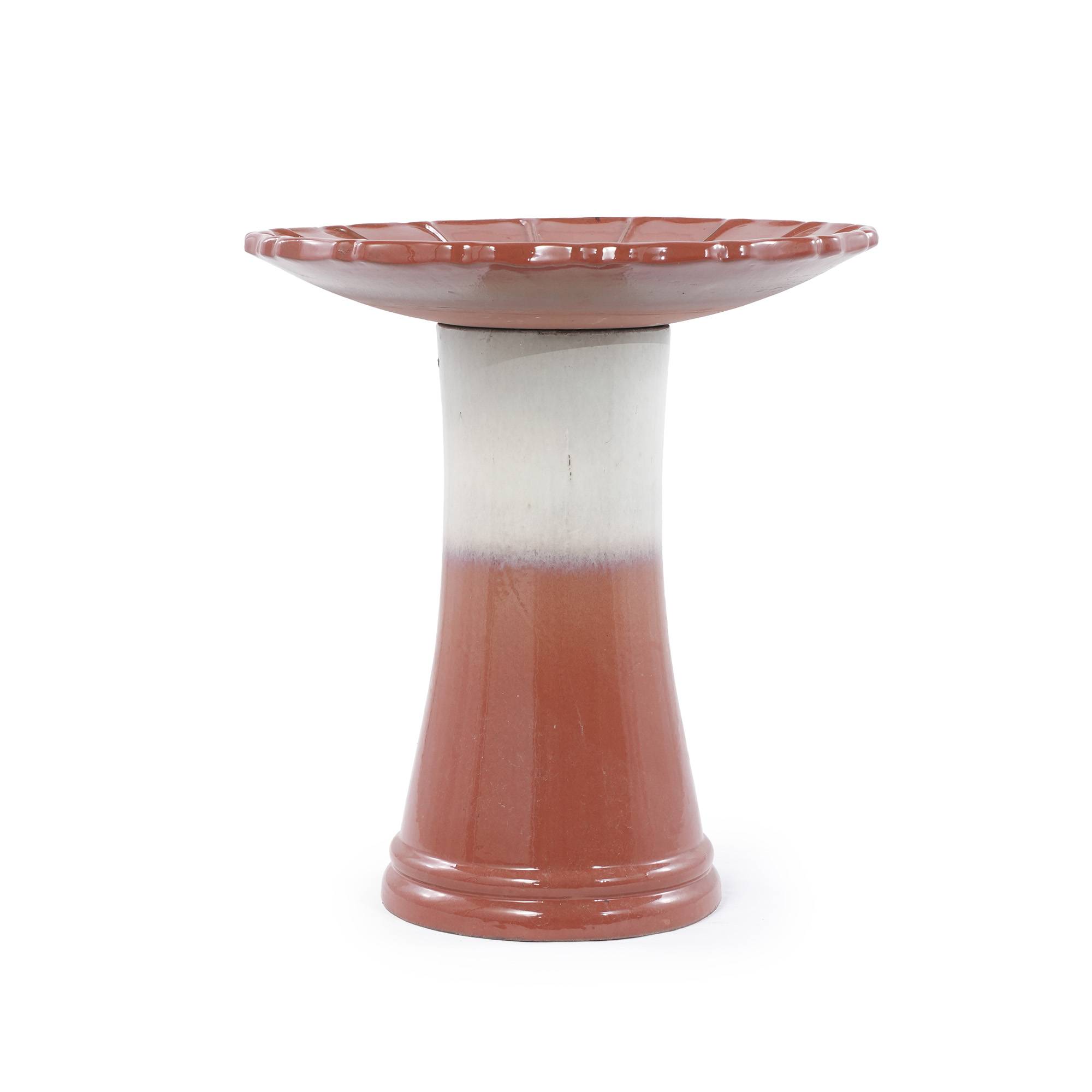 ComfortXL - Bain d’oiseaux en céramique Ø43 x H45 cm dégradé brun-rouge et blanc pour jardin antigel - ComfortXL Outdoor Living - Image 9