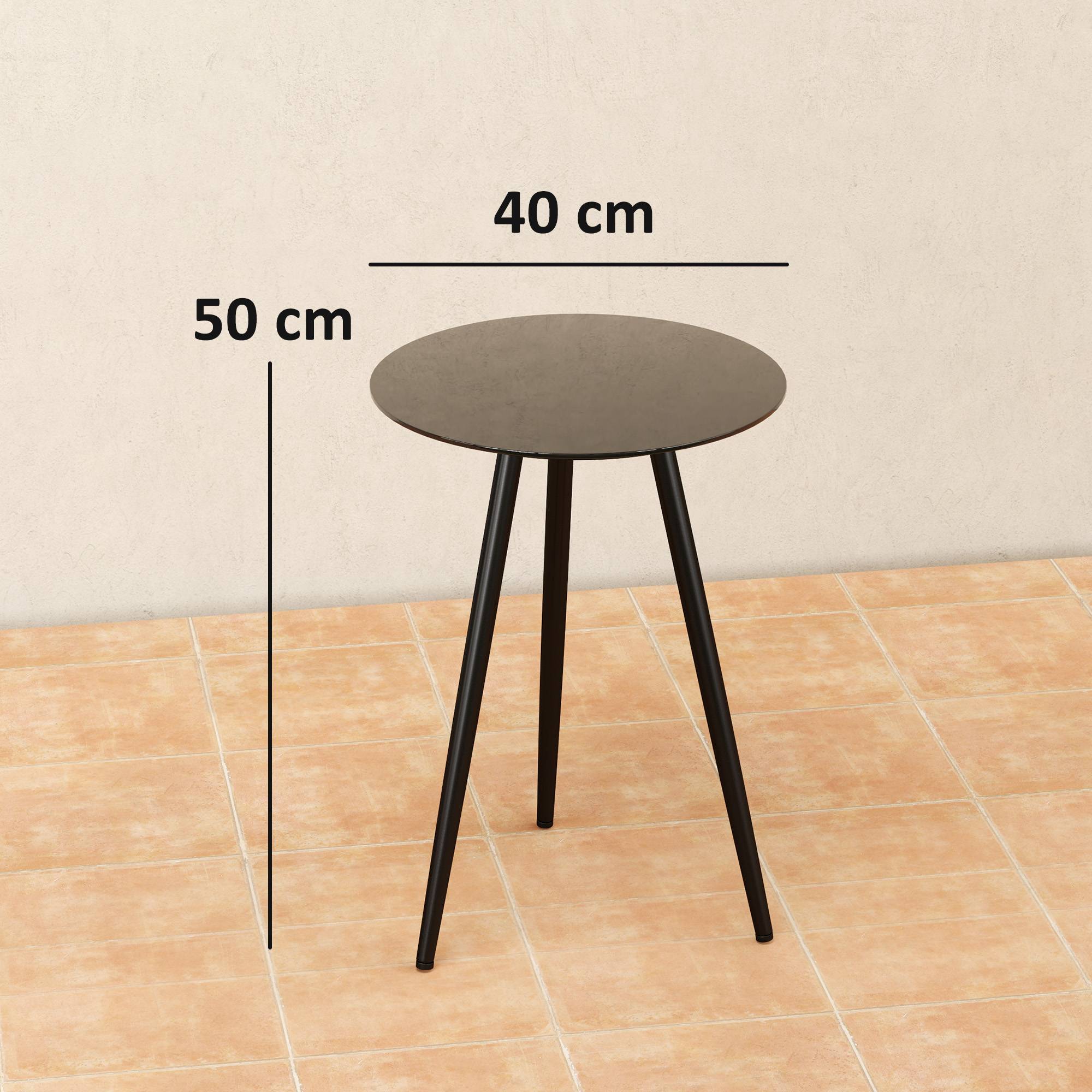 Sans Marque - Petite table basse ronde, table d'appoint, plateau en verre trempé, pieds effilés, cadre en acier, Ø 40 x 50 cm, noir - Image 5