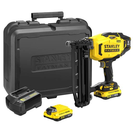 stanley - Cloueur de Finition 16g Sans Fil STANLEY FATMAX V20 SFMCN616D2K-QW avec 2 Batteries Li-Ion 18 V 2,0 Ah, 1 Chargeur et 1 Malette de Transport - Image 1