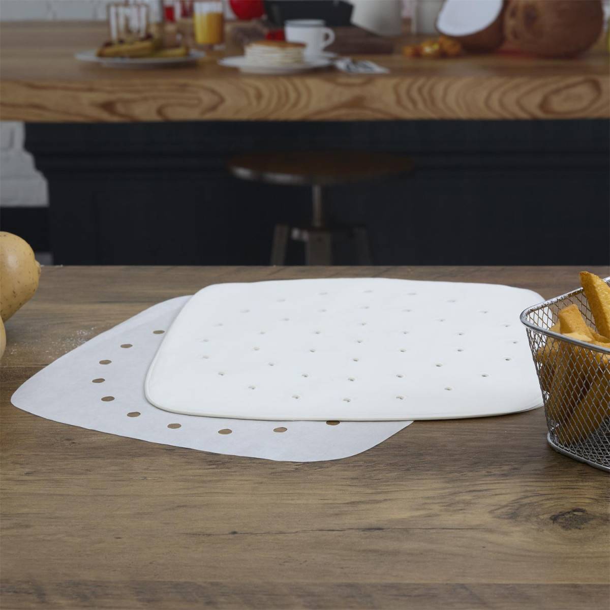 Cook Concept - Lot de 25 Feuilles de Cuisson "Friteuse à Air" 22cm Blanc - Image 2