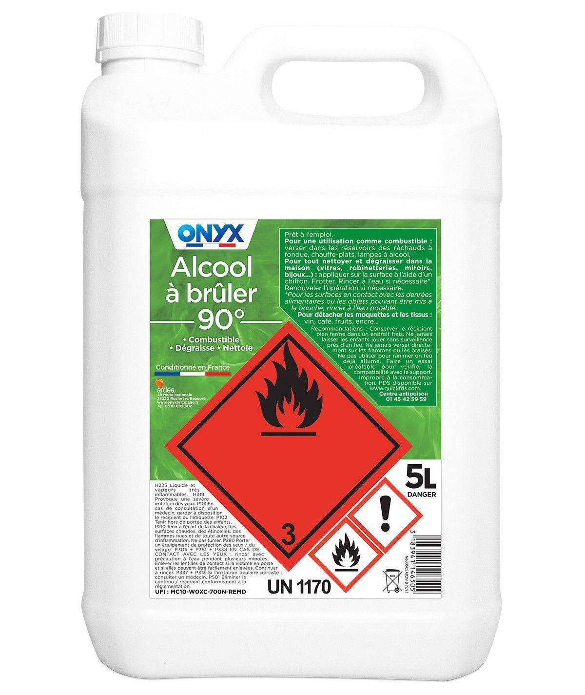Onyx - Alcool à Brûler 90° (5 litres) | A02050504 - Onyx - Image 2
