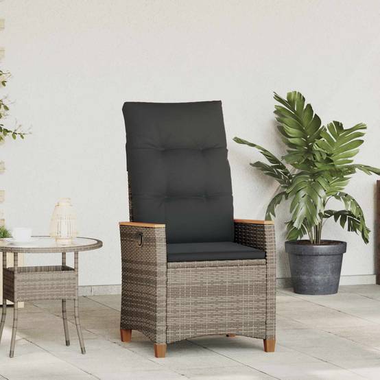 PANGIVO - Chaise de jardin inclinable polyrotin gris et bleu marine 64 x 57.5 x 112 cm, Poids :13.3kg - PANGIVO - Image 1