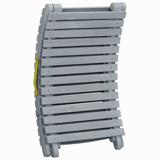 Chaise longue | Transat | Bain de soleil avec coussin Gris Bois d'acacia solide - Image 5