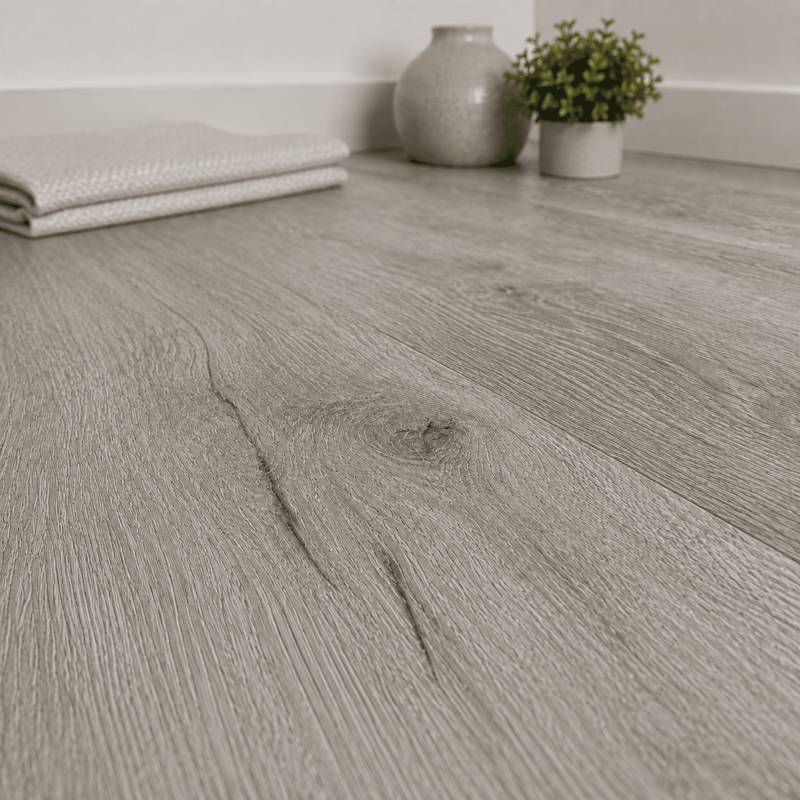 Sol vinyle SPC clipsable 50,7 m² chêne gris - Sous couche intégrée, usure 0,5 mm - Coloris - Chêne gris - Image 5
