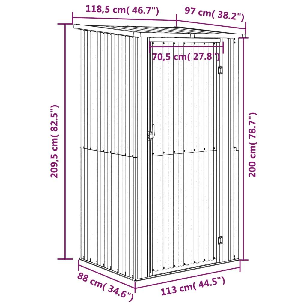 Vidaxl - Abri de jardin Anthracite 118,5x97x209,5 cm Acier galvanisé vidaXL 150901 - Image 3