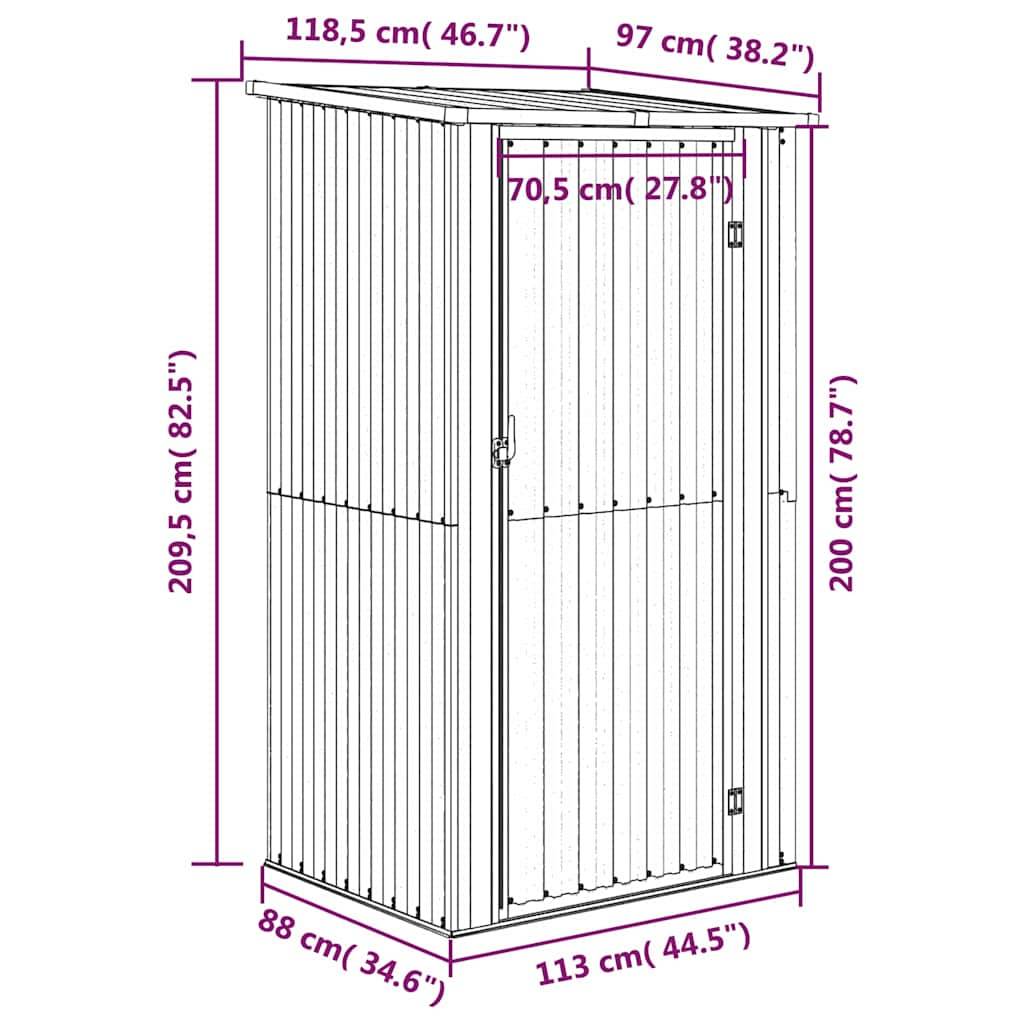 Vidaxl - Abri de jardin Anthracite 118,5x97x209,5 cm Acier galvanisé 1.1m² vidaXL 150901 - Image 9