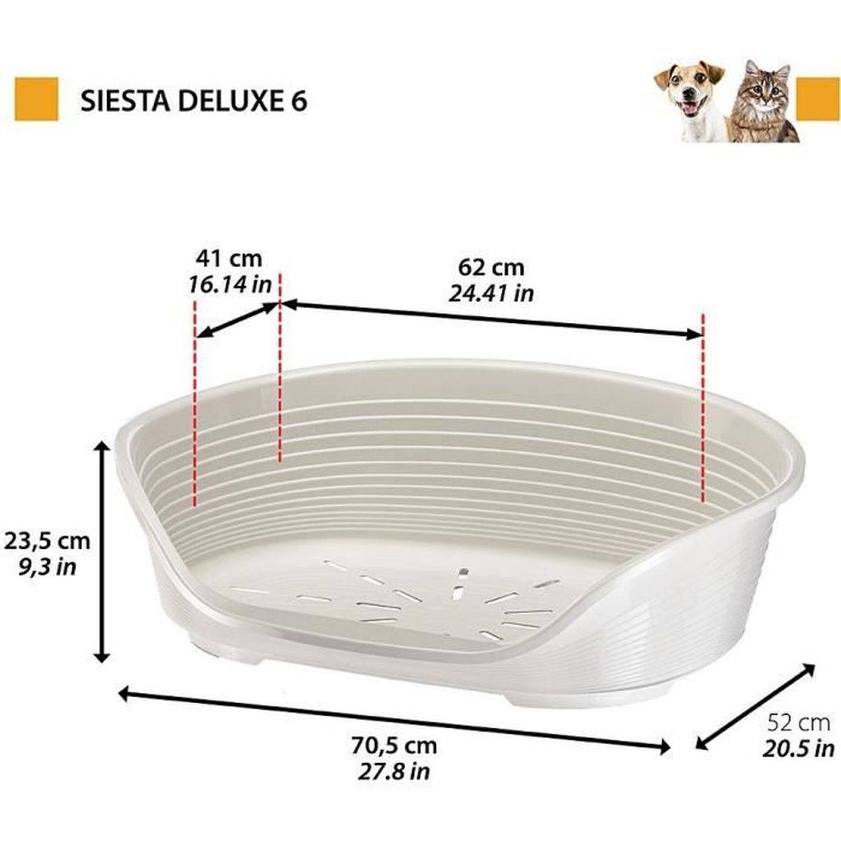 Ferplast - Corbeille pour chien ovale Siesta Deluxe 6 gris clair, plastique avec appuie-tête intégré - Ferplast - Image 2