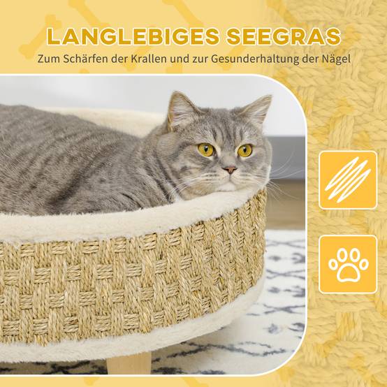 Panier pour animaux jonc de mer beige et kaki 48 x 48 x 24.5 cm - PANGIVO - Image 7