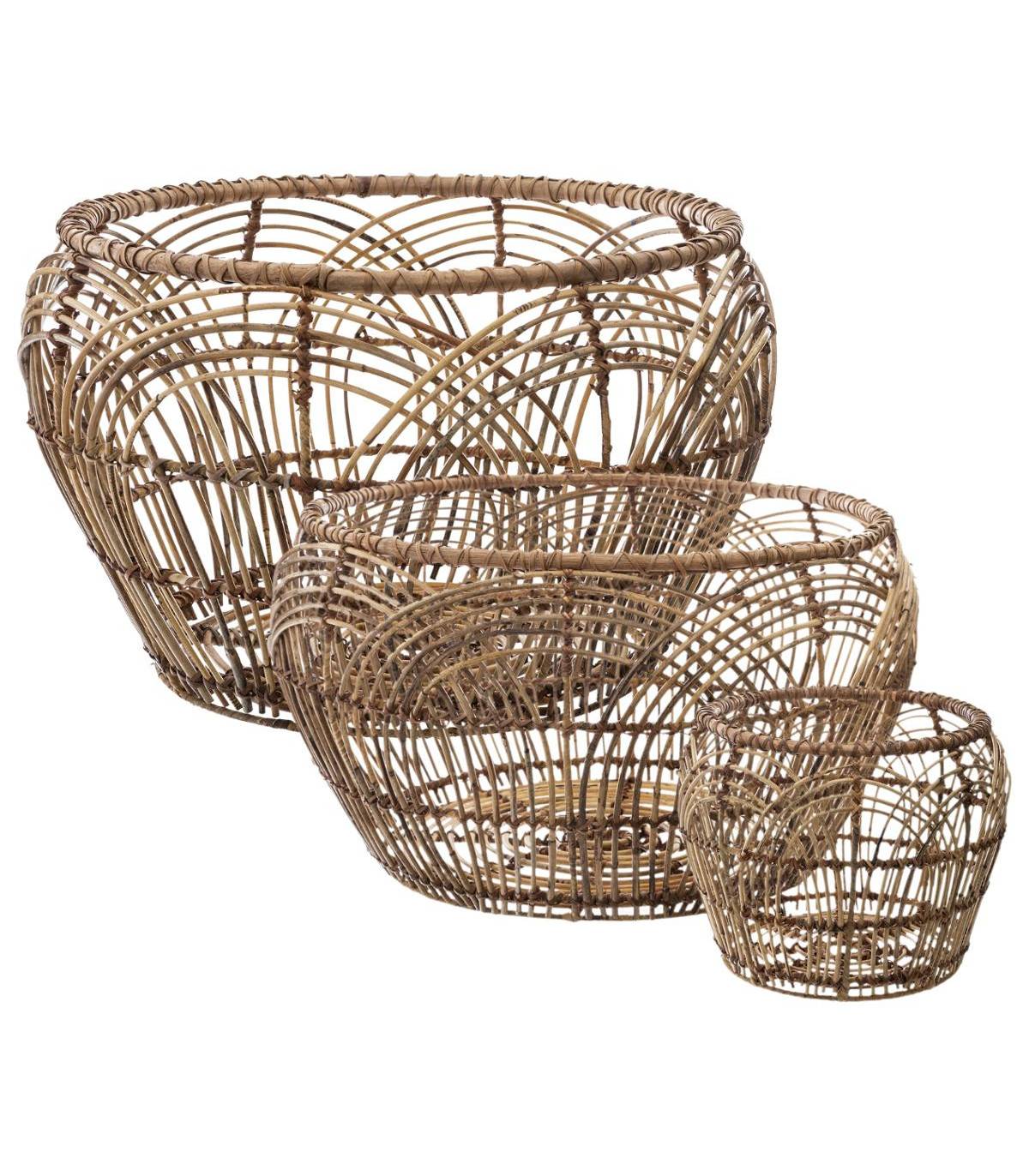 Set de 3 Paniers de rangement Ronds en Rotin - Image 1