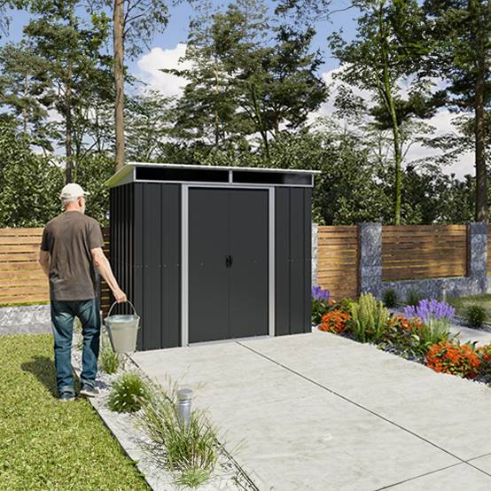 Yardmaster - Abri de jardin métal gris Yardmaster 3,30 m² + kit d'ancrage - Image 6