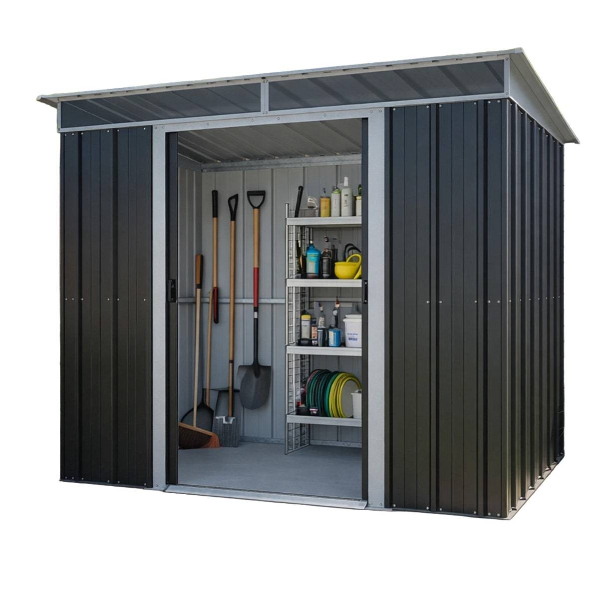 Yardmaster - Abri de jardin métal gris Yardmaster 3,30 m² + kit d'ancrage - Image 1