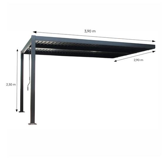 Pergola bioclimatique 4x3m adossée en aluminium noir SIFNOS - Image 3
