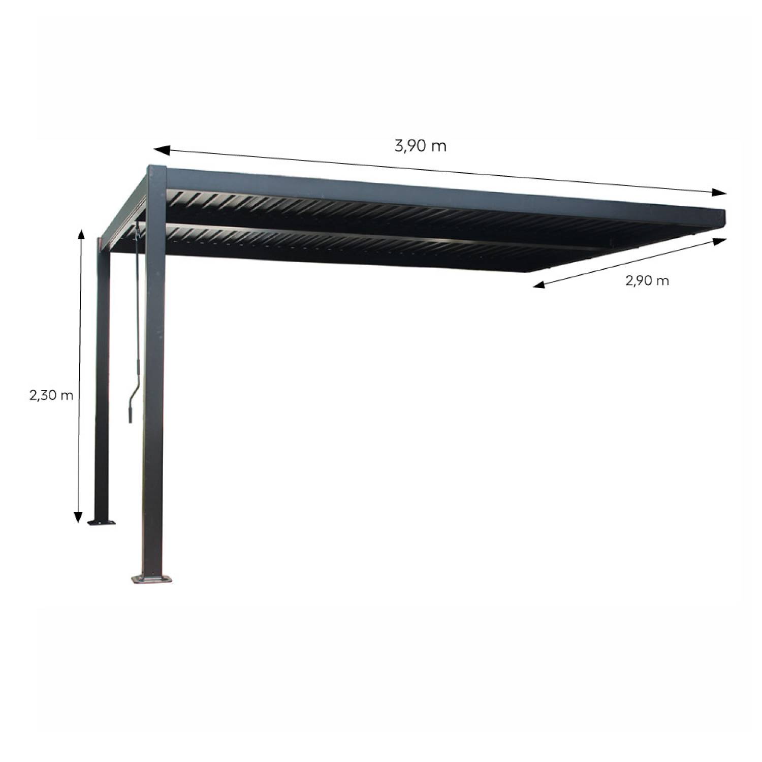 Pergola bioclimatique 4x3m adossée en aluminium noir SIFNOS - Image 3