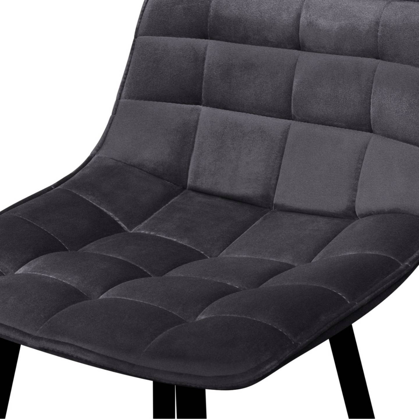 Lot de 4 tabourets de bar MADY en velours gris foncé - Image 7