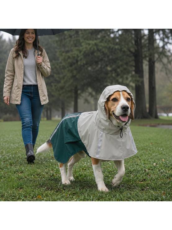 ComfortXL - Manteau imperméable chien simili cuir vert taille moyenne 45–50 cm réfléchissant pour promenades sous la pluie - Image 10